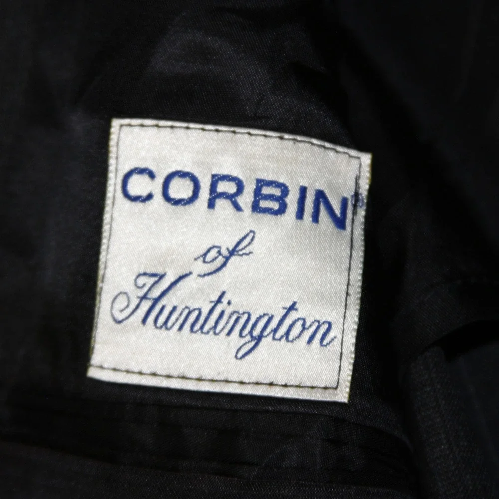 Corbin Huntington Mens Size 46R Charcoal Pinstripe Blazer Suit Wool